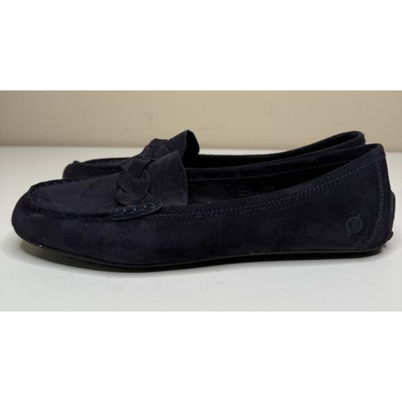 Born Kasa Driving Loafers Womens 11 M Navy Blue Suede Slip On Moccasin Flats - Picture 1 of 11